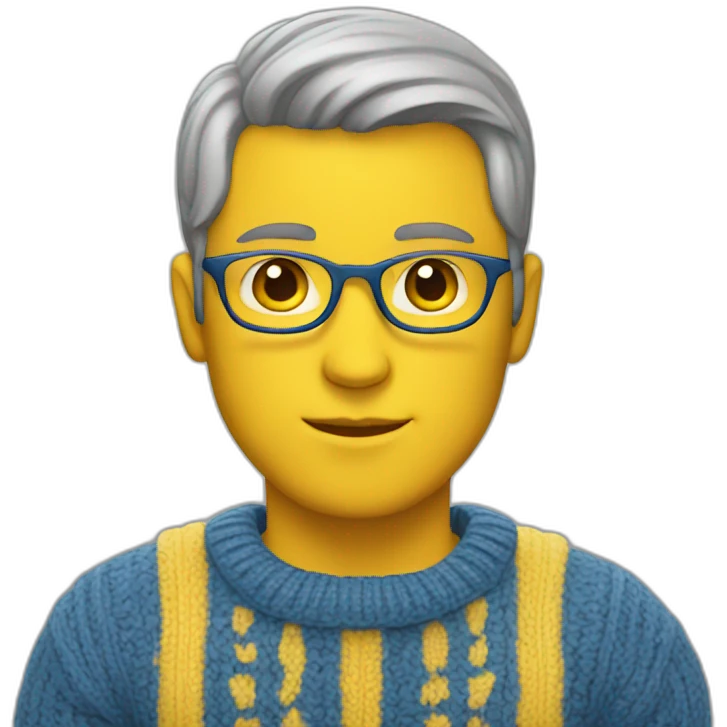 White Man in blue and yellow sweater emoji