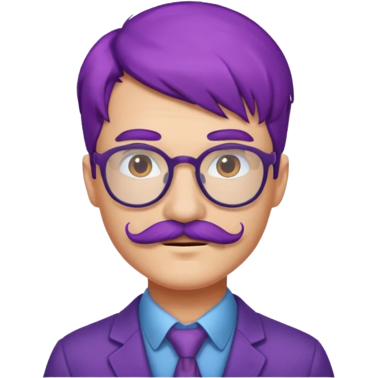 mustached purple haired spectacled emoji