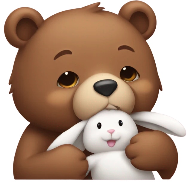 Bear holding bunny close to face emoji