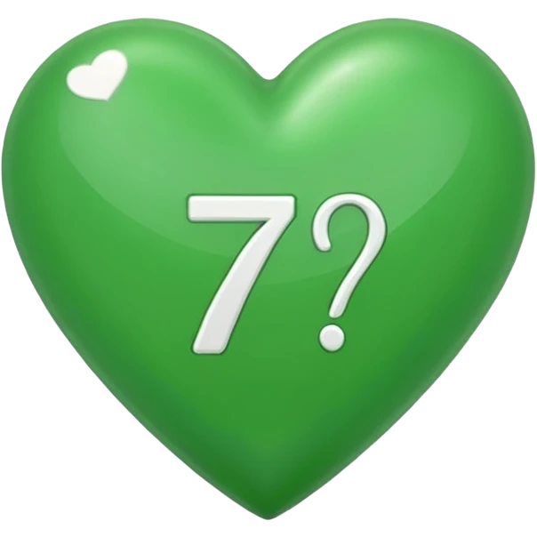 зеленое сердце с белой цифрой 7 в середине emoji