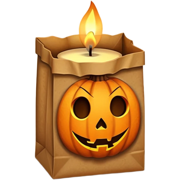 Halloween brown paper bag with candle inside emoji