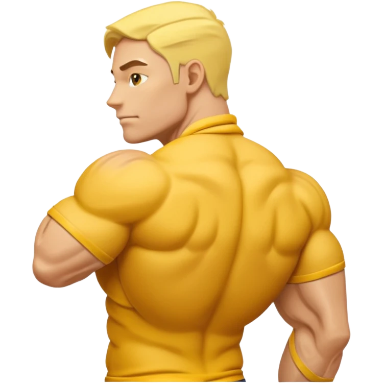 Emoji of Shoulders Muscle from side view, the human is yellow like on iphones. He has big shoulders. emoji