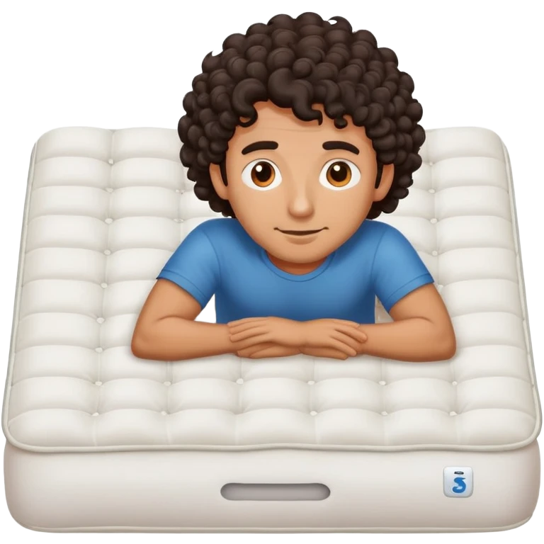 Man with curly hair on a mattress  emoji