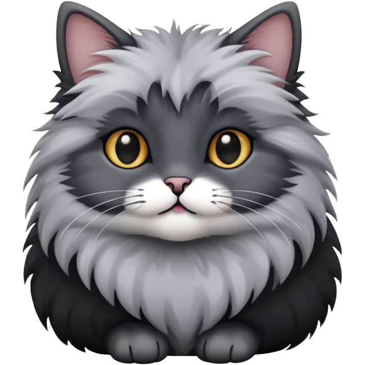 Fluffy grey and black tiny cat emoji