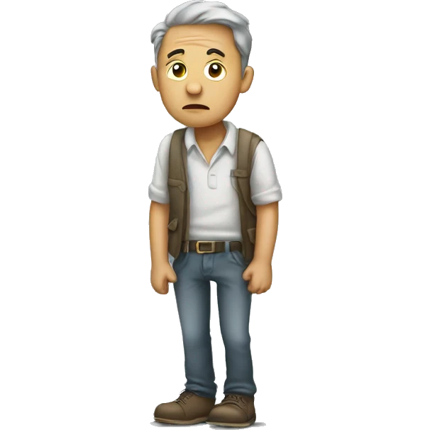 sad poor man with empty pockets touching the ground emoji