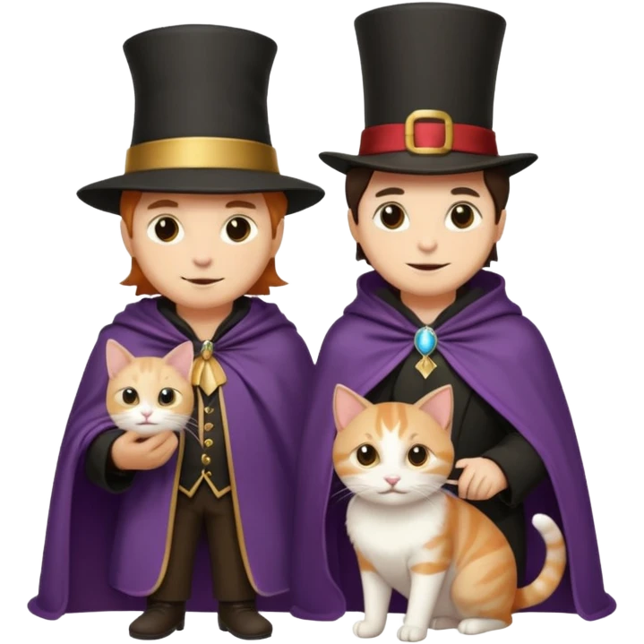 magician couple and their pet cat emoji