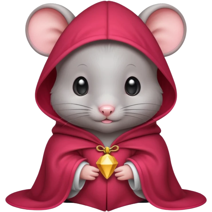 baby grey mouse, in magic red cloak emoji