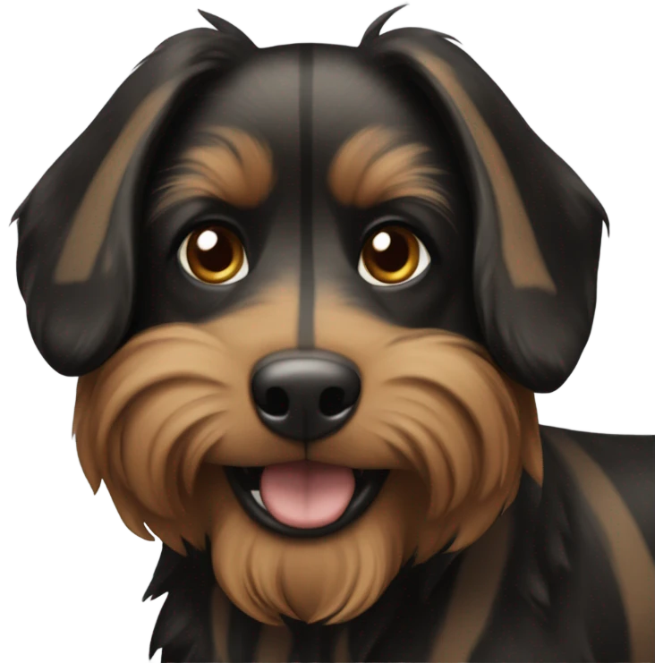 Black and brown striped Curr dog emoji