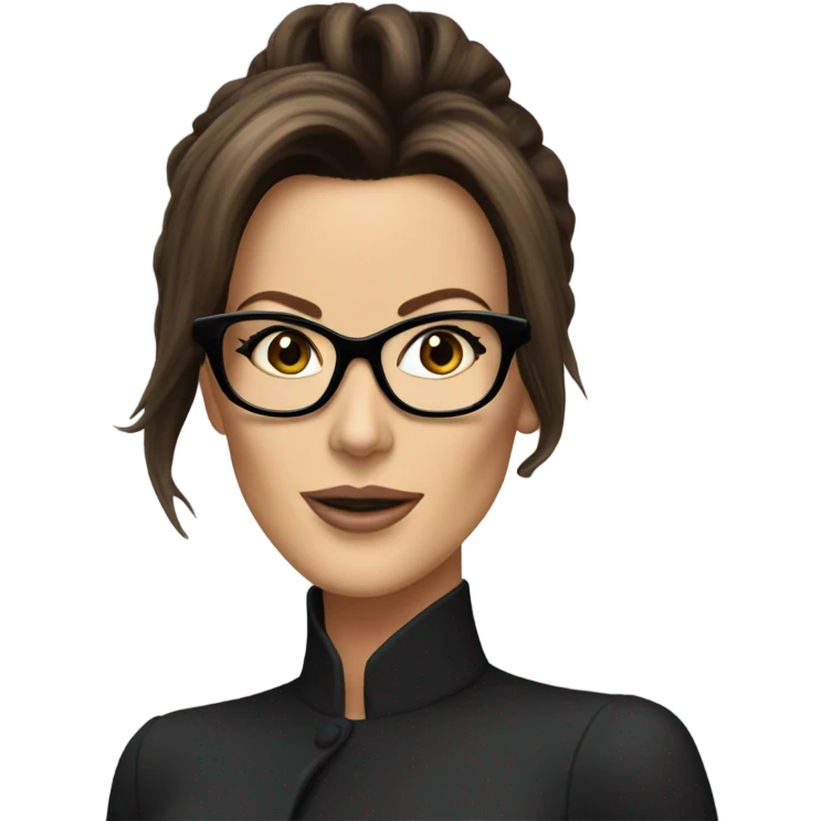 Kate Beckinsale with glasses  and hair up emoji