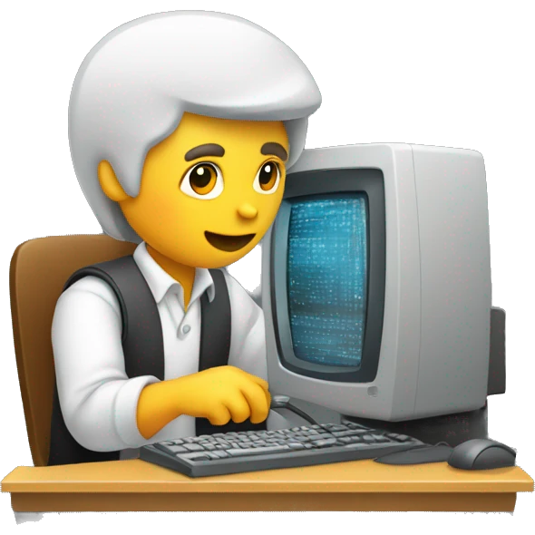 Graphic designer working on an old computer emoji
