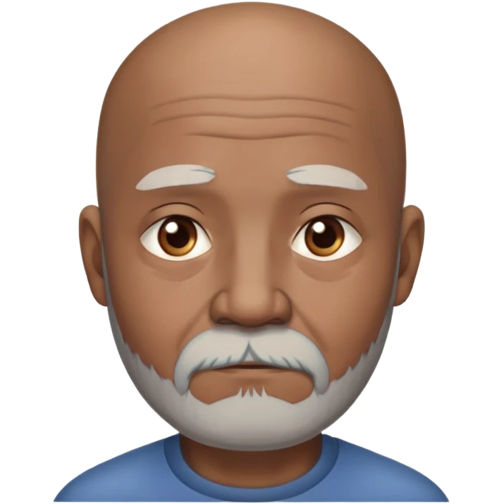 "- Nam
- 70 tuổi
- Da nâu
- Đầu không có tóc
- Râu bạc, mặt buồn
" emoji