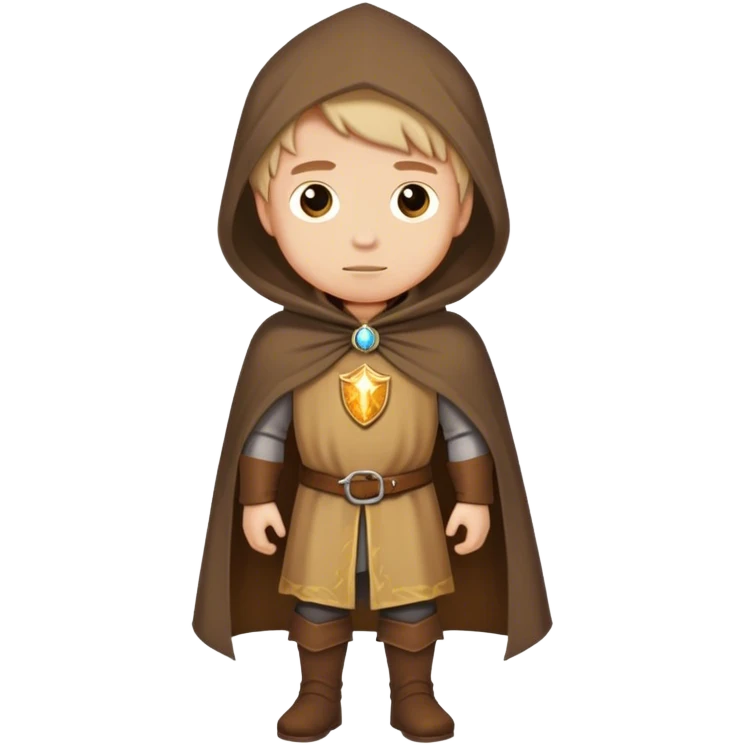 Boy walking with brown medieval mantle emoji