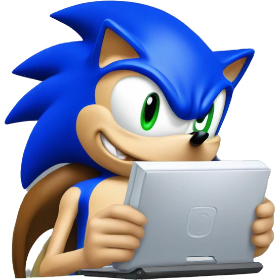 Sonic the Hedgehog writing computer code emoji