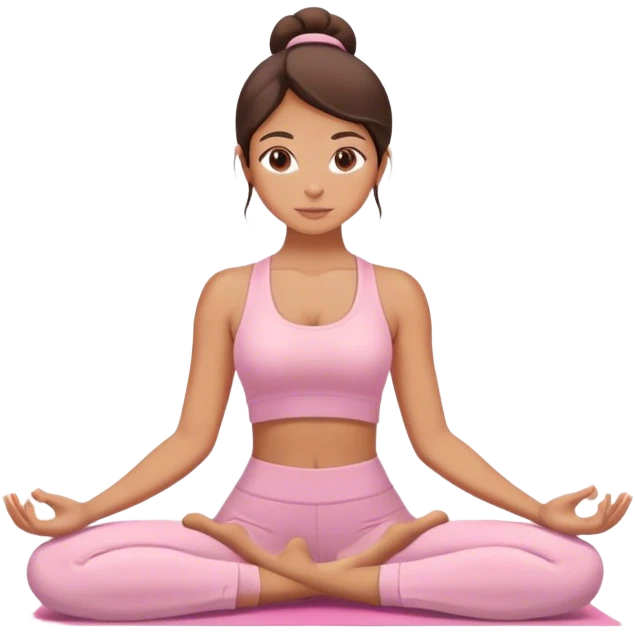 Brunette girl doing yoga in light pink clothes emoji