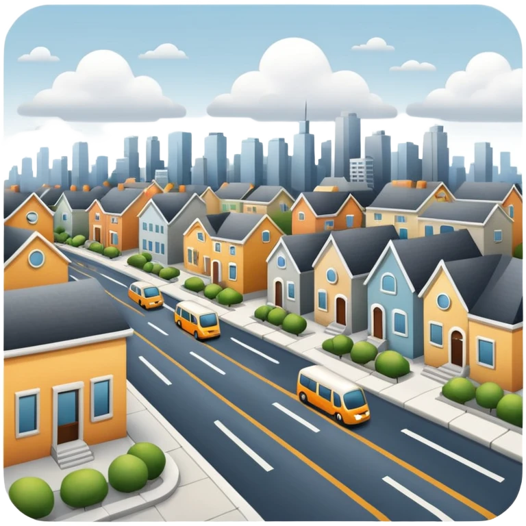 a small city,with buildings, streets, with it's calm transit emoji