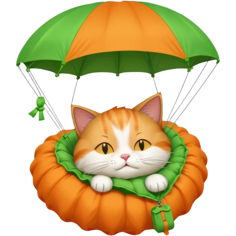 sleepy cat with green parachute emoji
