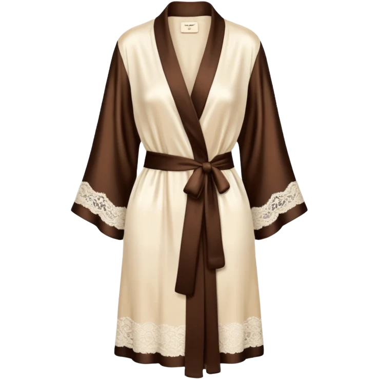 Cream and dark brown silk lace robe emoji