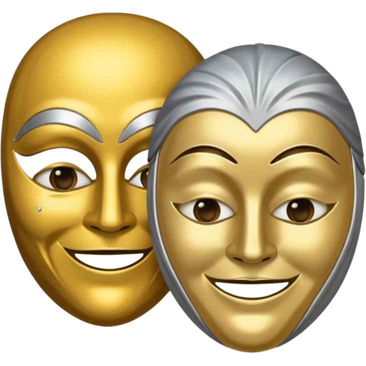 two masks: one smiling, one sad emoji