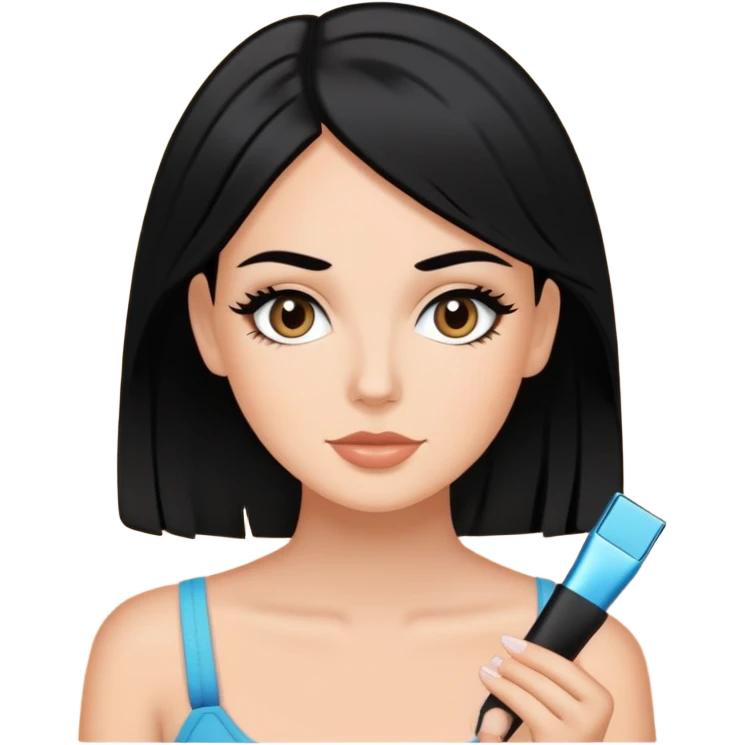 White girl with get ready with me clips and black hair  emoji