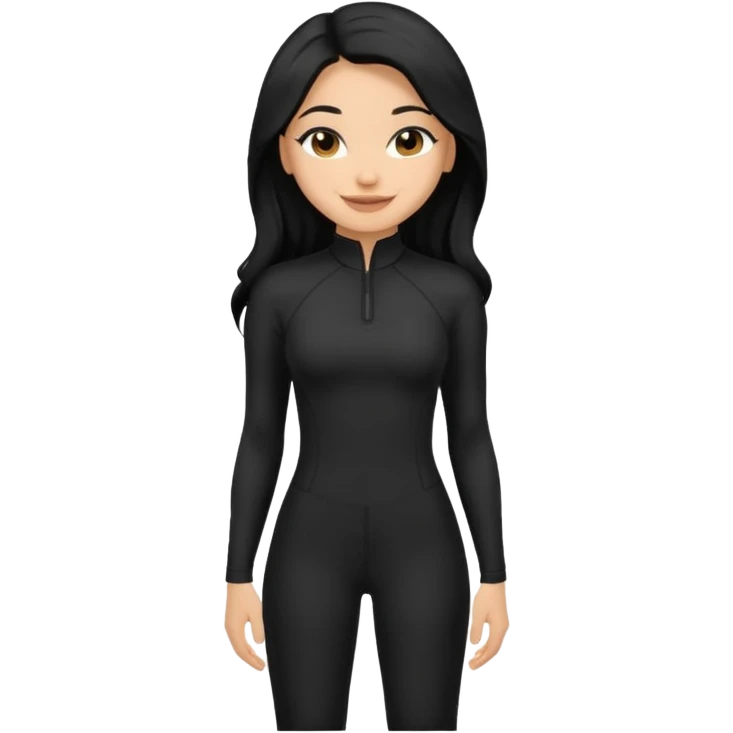 Make a lightskin Hispanic girl with long black hair. Wearing an all black tight jumpsuit  emoji