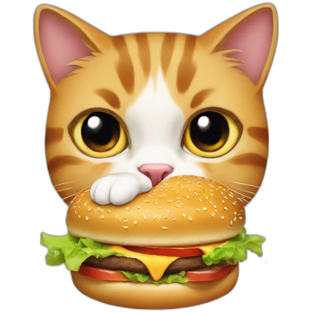 cat eating burger emoji