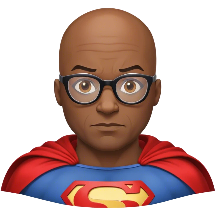 Bald black man with glasses superhero  emoji