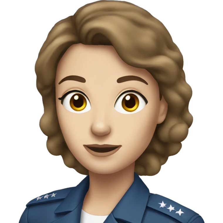 White Air Force woman with brown hair and blue eyes emoji