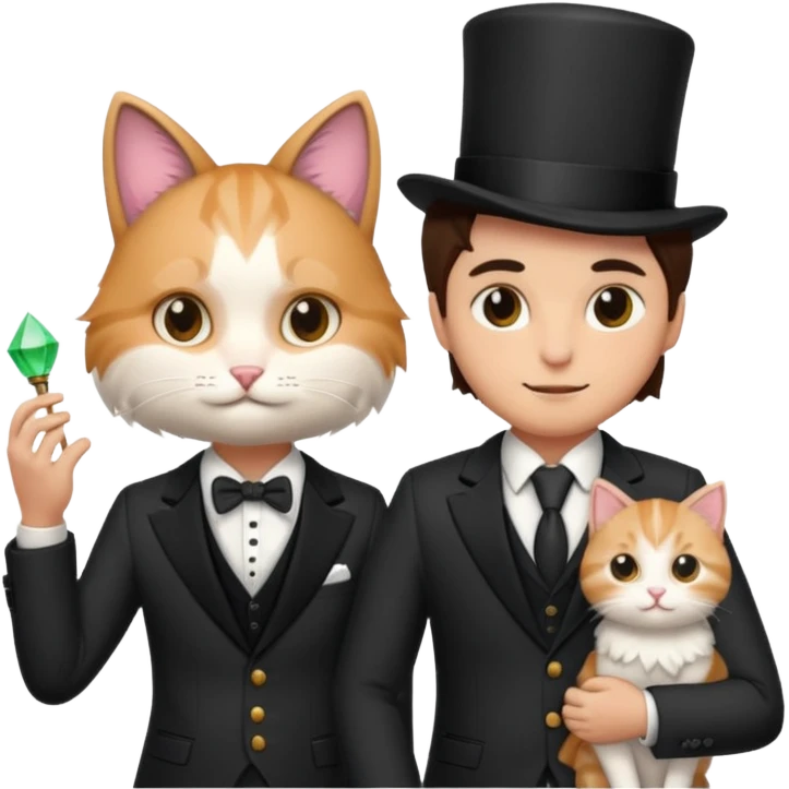 magician couple and their pet cat emoji