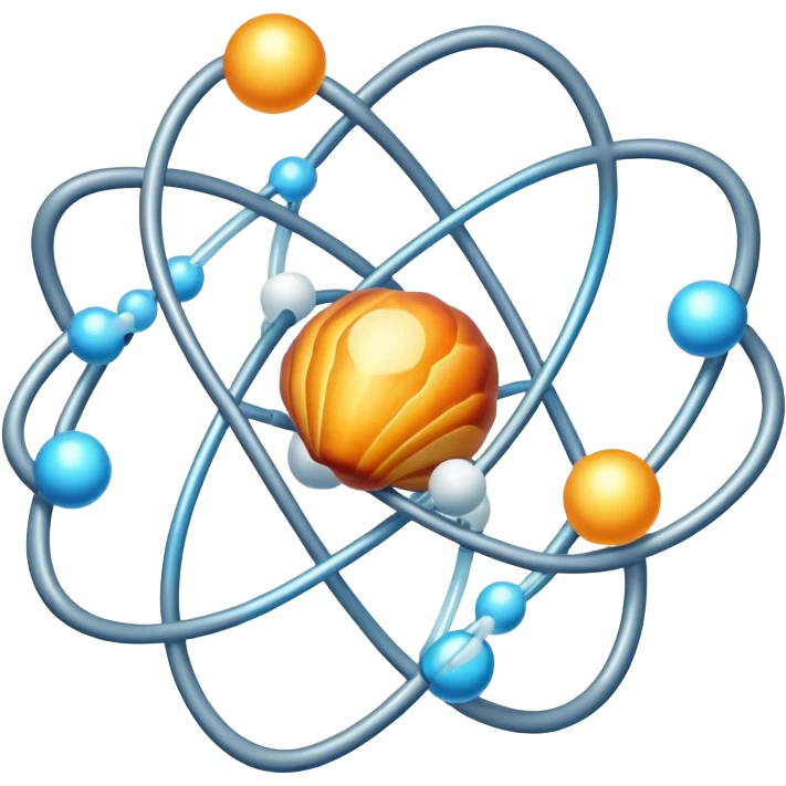 Atom with nucleus in center and orbiting electrons in shell layers showing valence electrons emoji