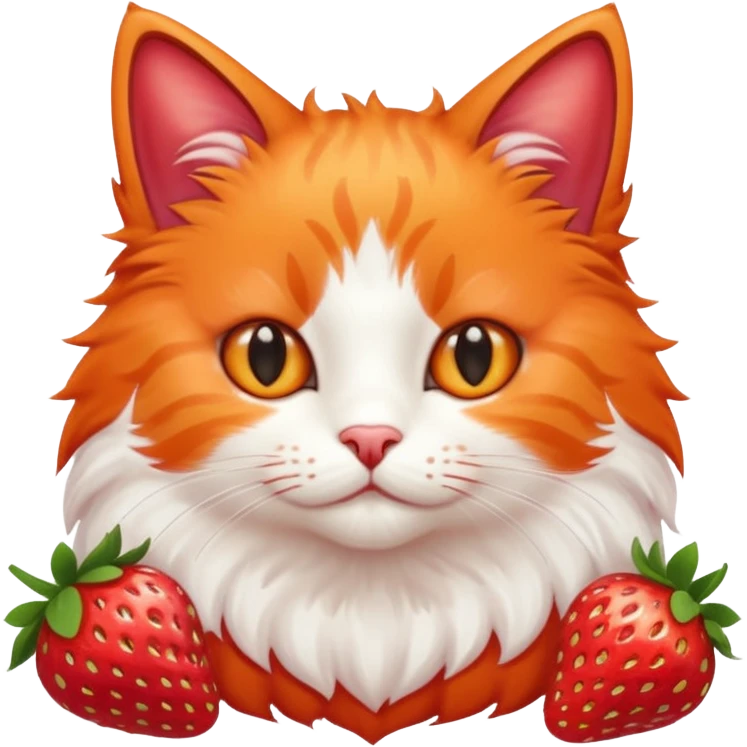 I want a cute cat with strawberries emoji