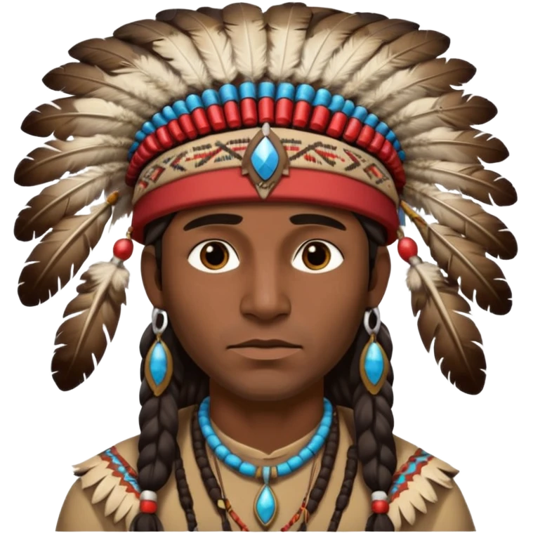Dark-skinned male, Native American-style hat emoji
