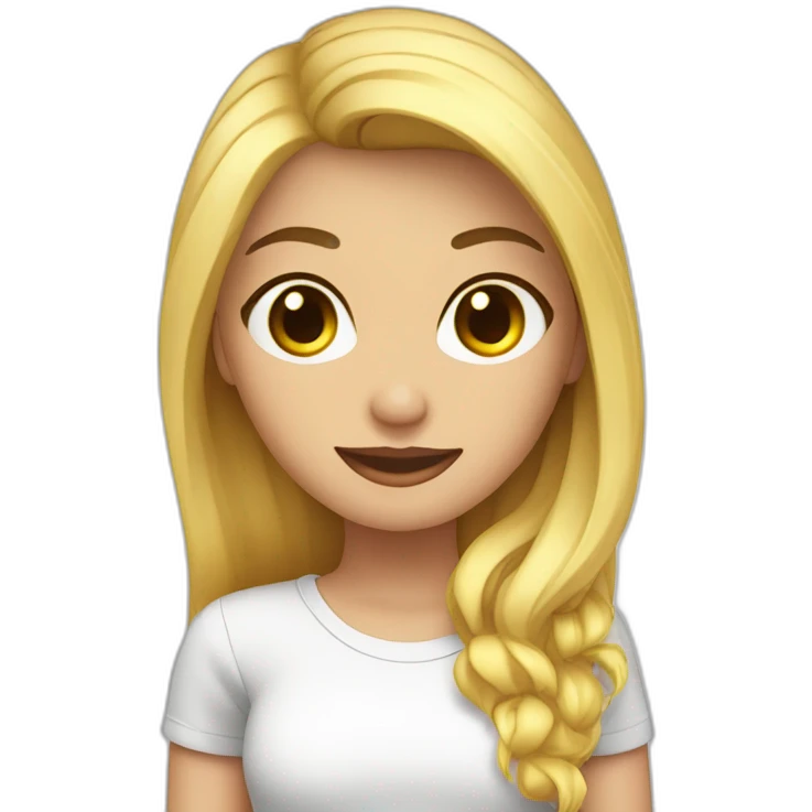saludo de chica rubia y remera negra emoji
