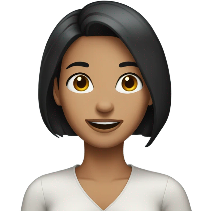 Woman dark hair bob happy emoji