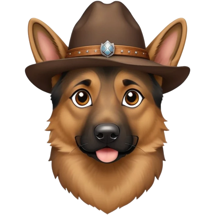 German shepherd with cowboy hat emoji