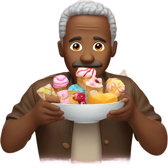 A man eats sweets emoji