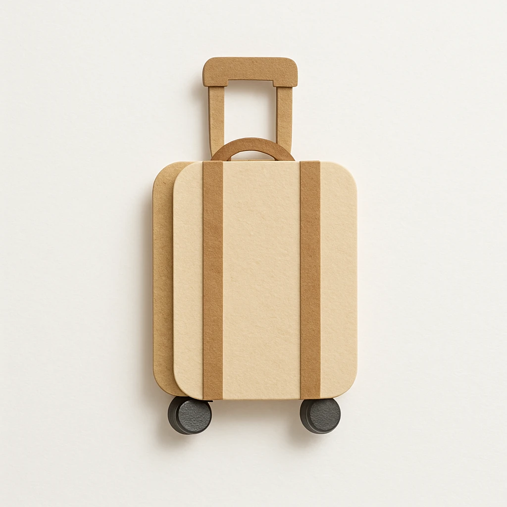 beige and tan suitcase on wheels emoji