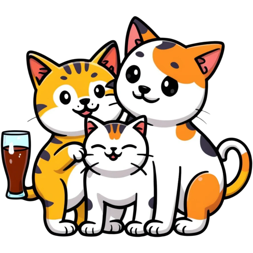 Dog and cat drunk together  emoji