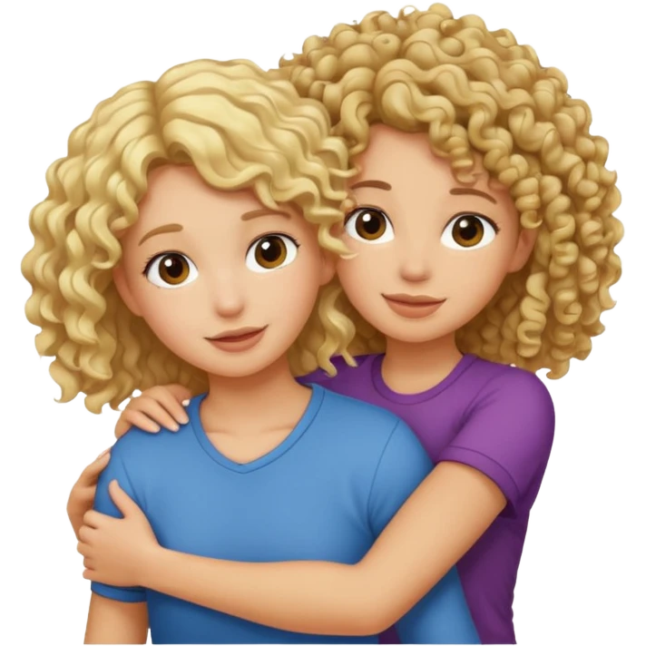 A blonde girl piggybacking on top of her curly-haired brunette friend emoji