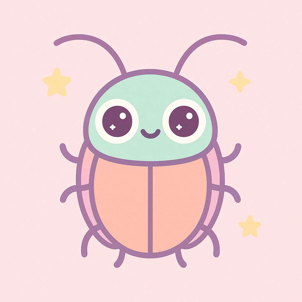 cute kawaii cockroach, big eyes, pastel colors emoji