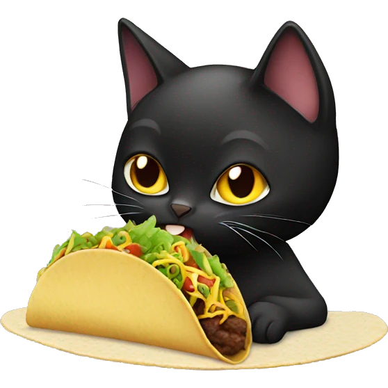 Black cat eating taco emoji