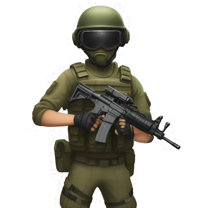 A counter strike commando holds a rank plate in his hands emoji