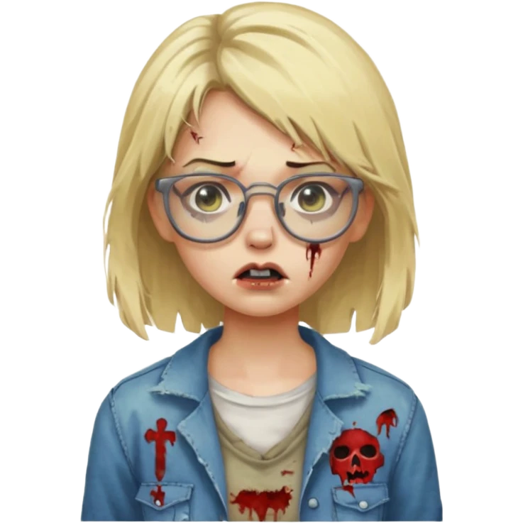 apple zombie emoji girl blonde with glasses emoji