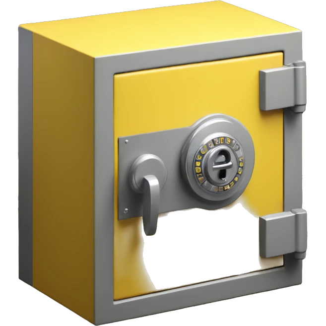 3d  isometric small safe in yellow emoji