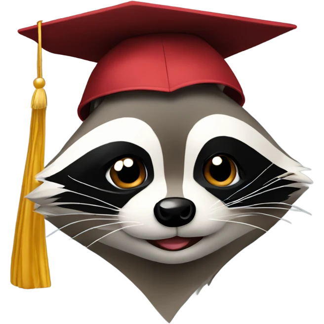 raccoon face wink eyes with graduation hat emoji