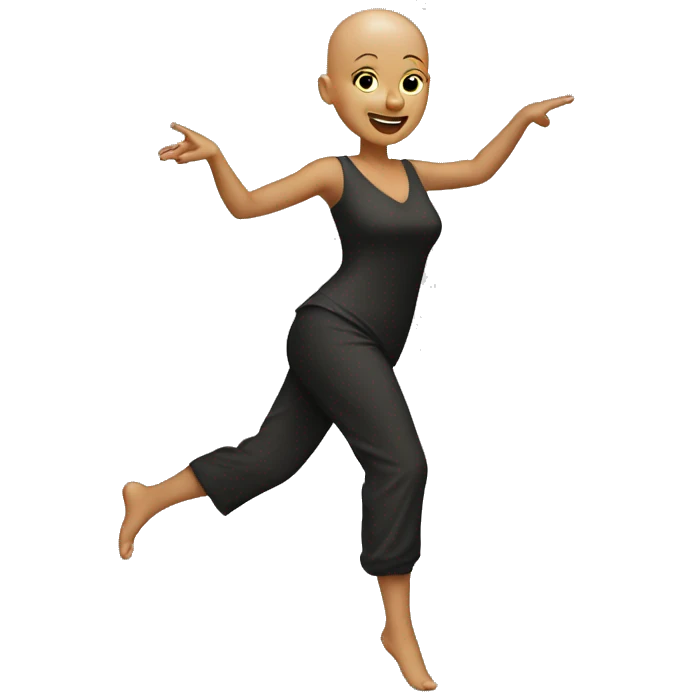Tan bald woman dancing emoji