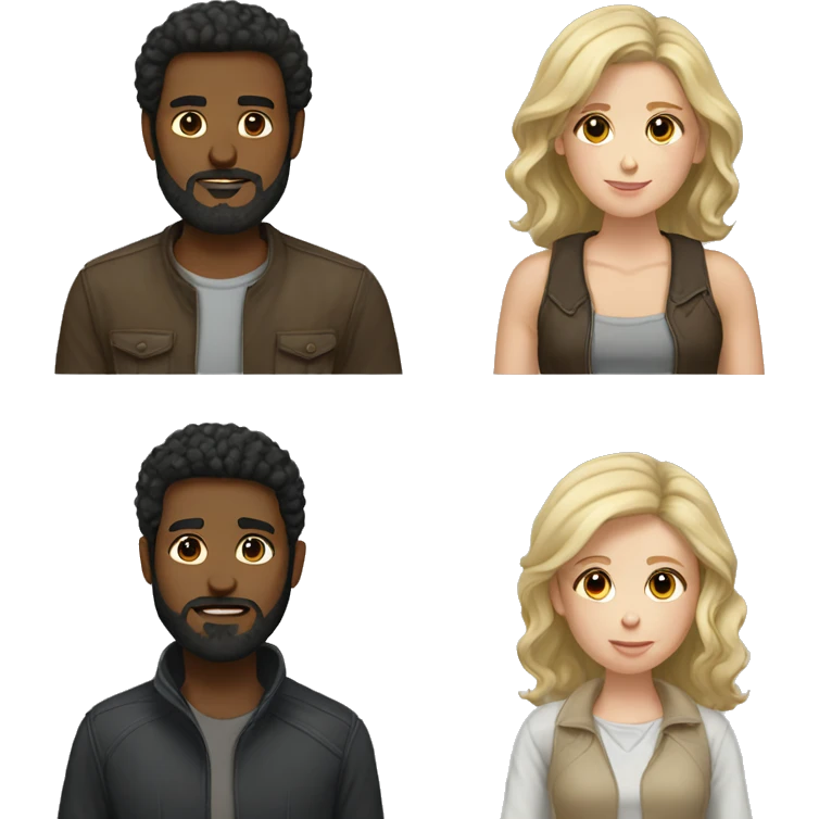 White couple with brown hair girl with man black hair beard emoji