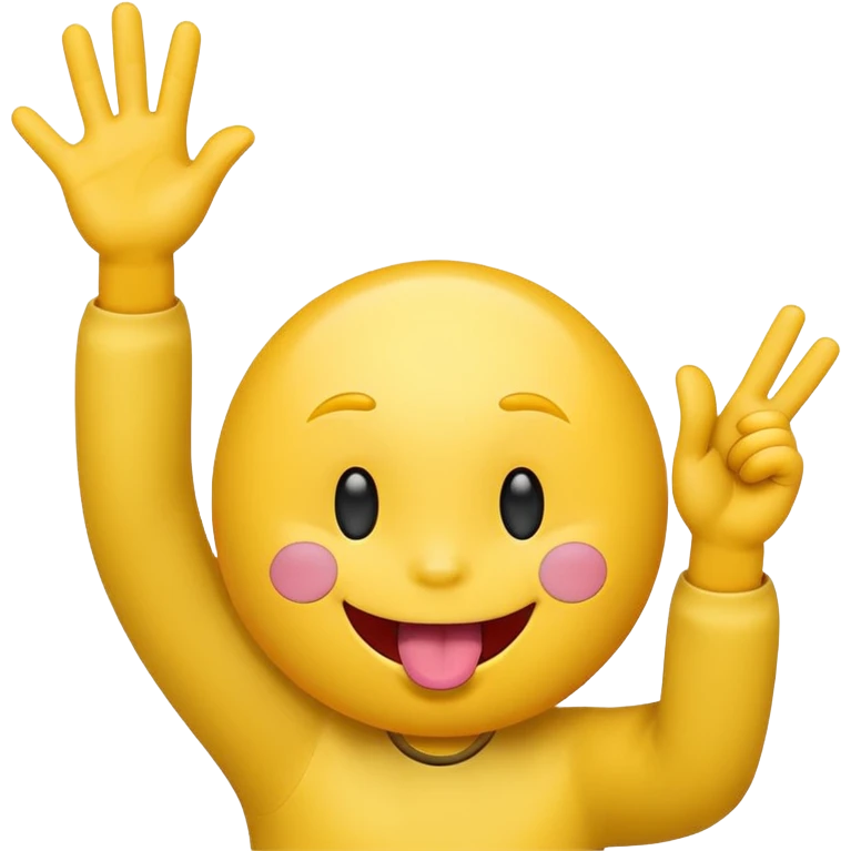 a emoticon with the tongue out, holding up both hands in a shape of an L emoji