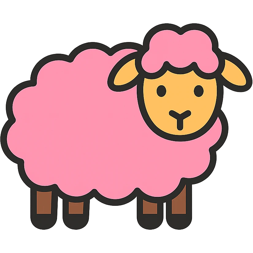 color outline icon of a pink sheep emoji