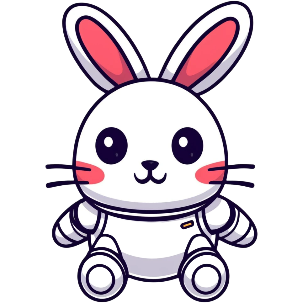 happy futuristic rabbit robot face, only the face emoji