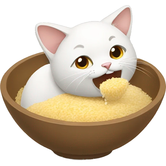 A cat eating rice emoji